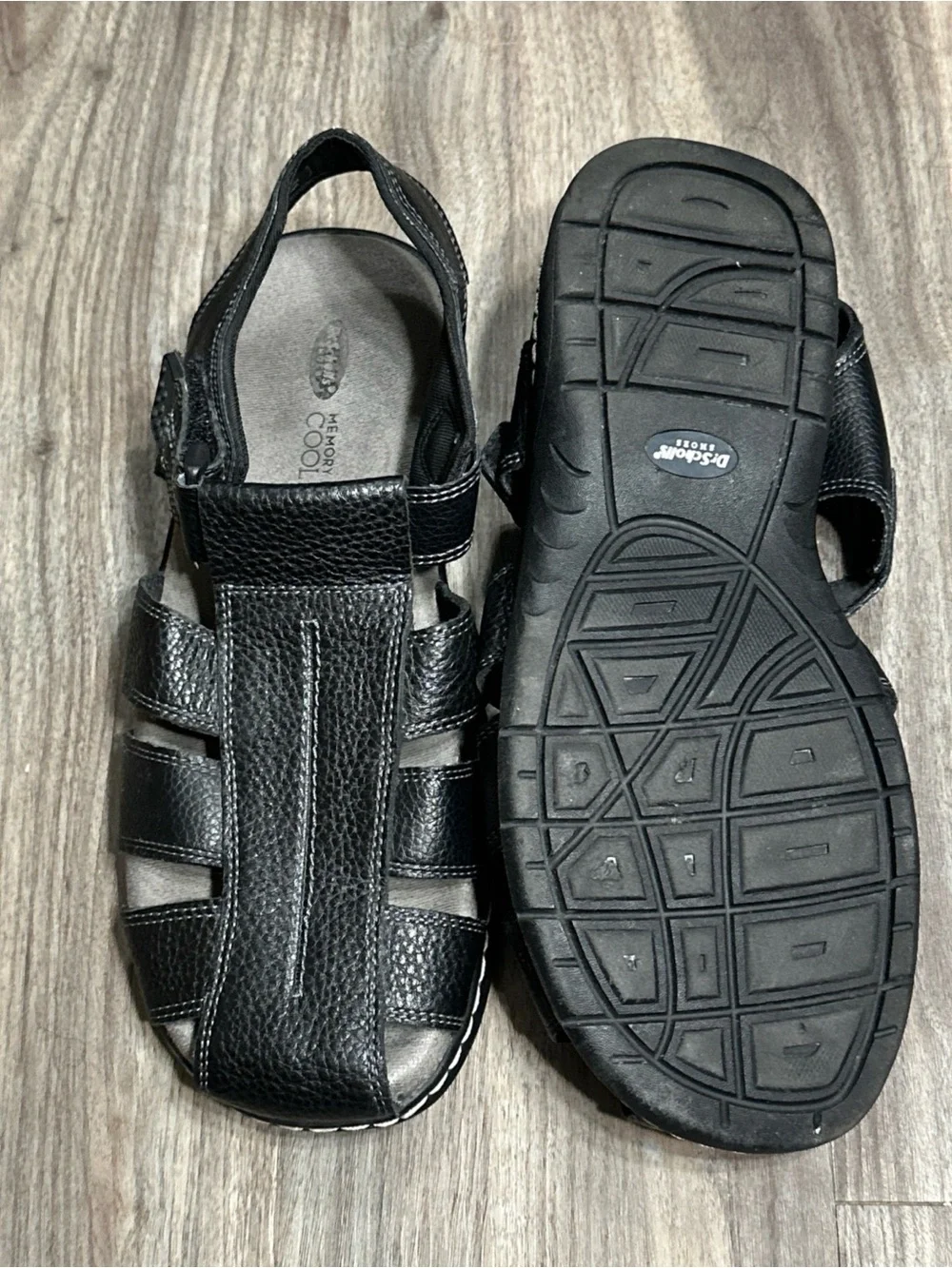 Dr. Scholl's Men's Black Leather Fisherman Sandals